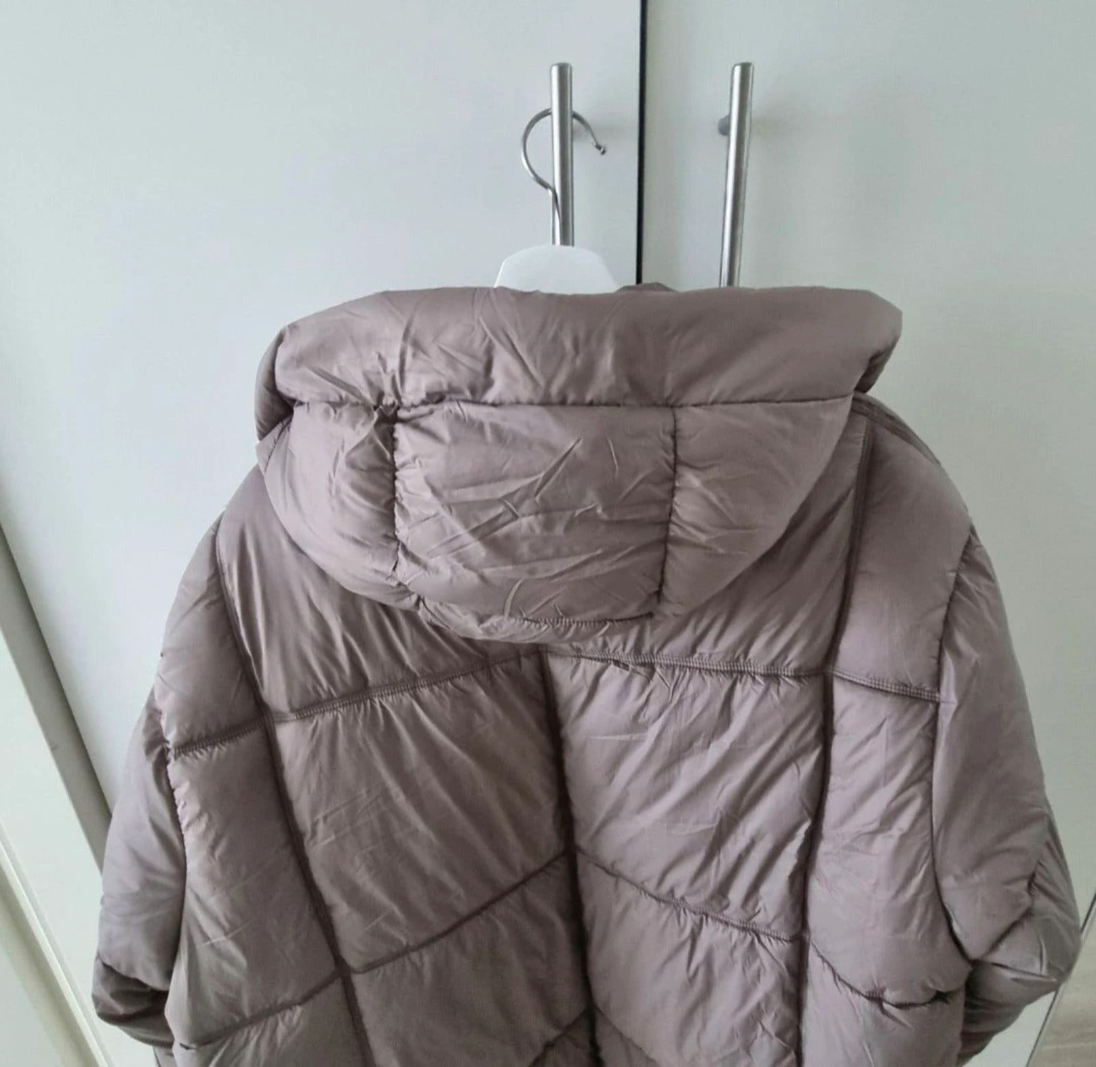 Primark puffer jacket hood taupe purple L - New! – photo 8
